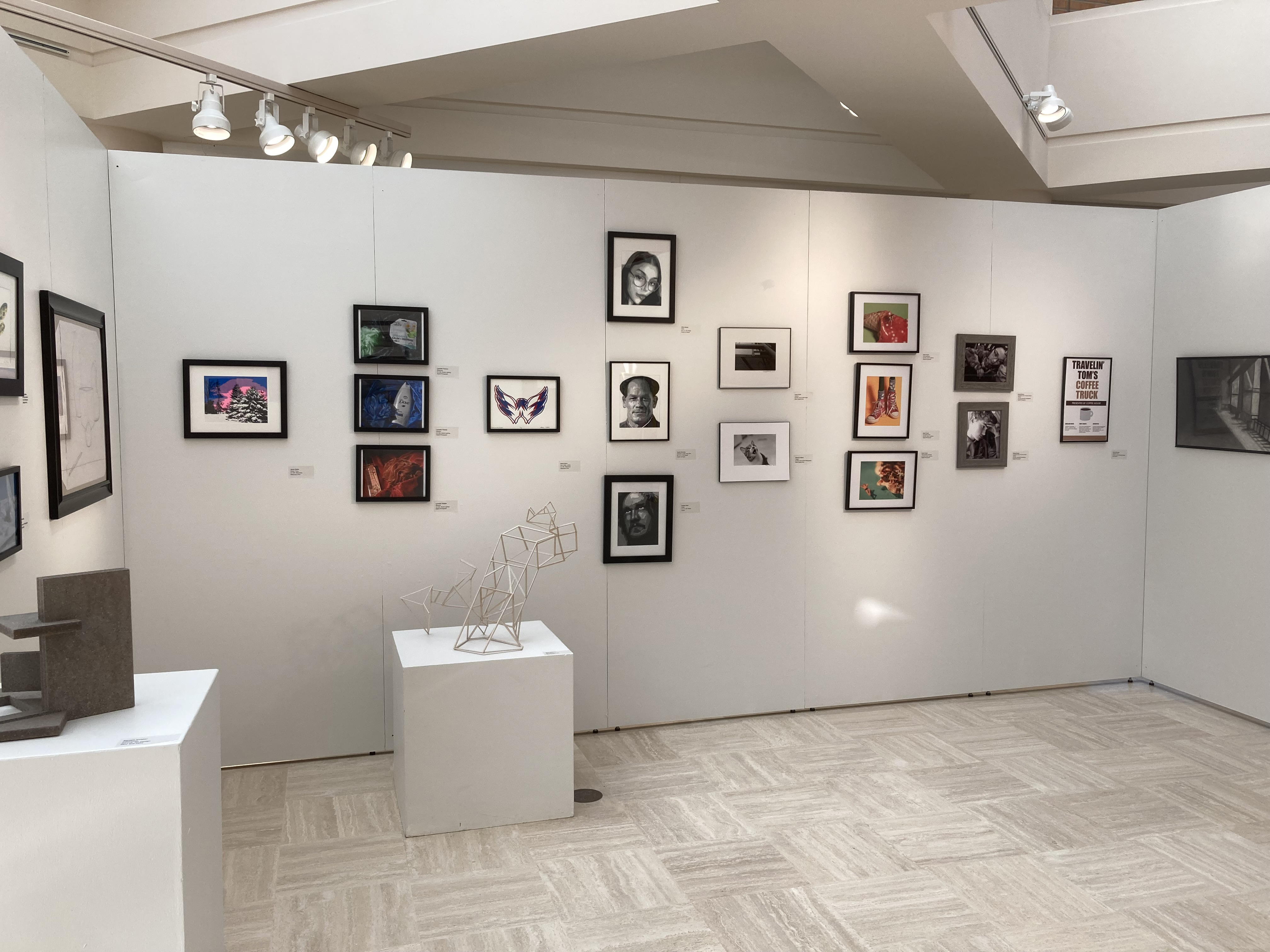 17th Annual Art Student exhibition back side of front wall various works of art shown